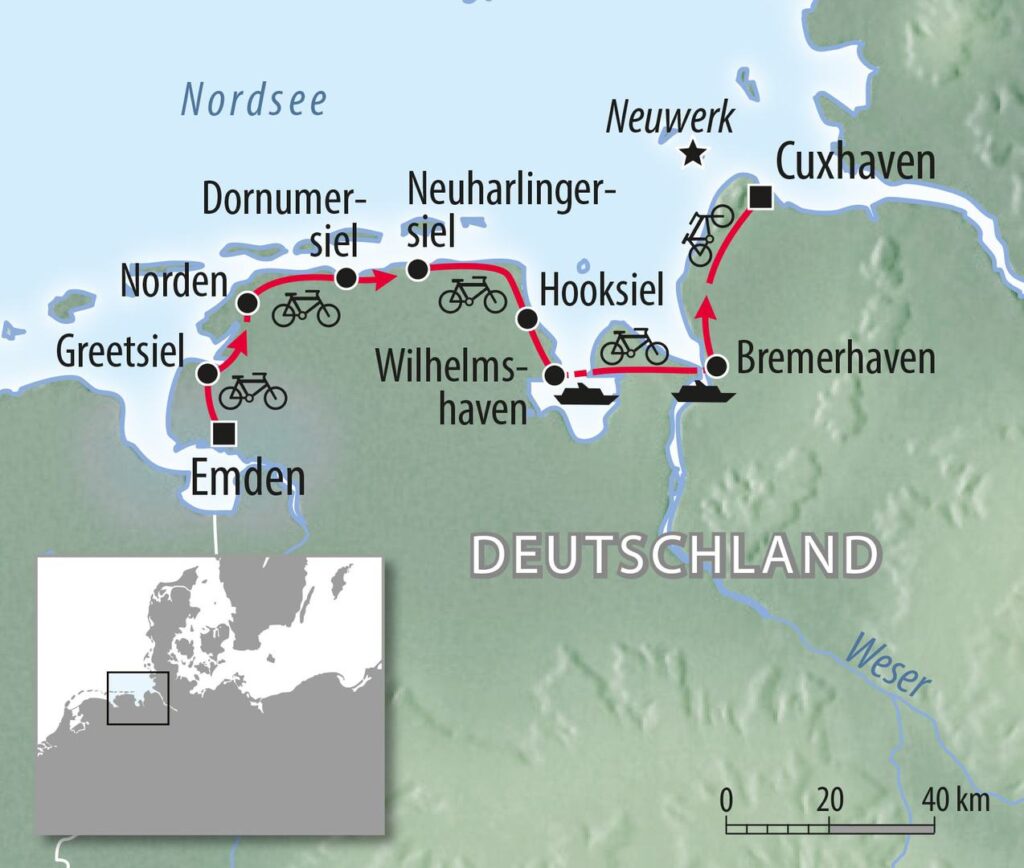 Radreise Nordseeküstenradweg von Emden nach Cuxhaven individuell
