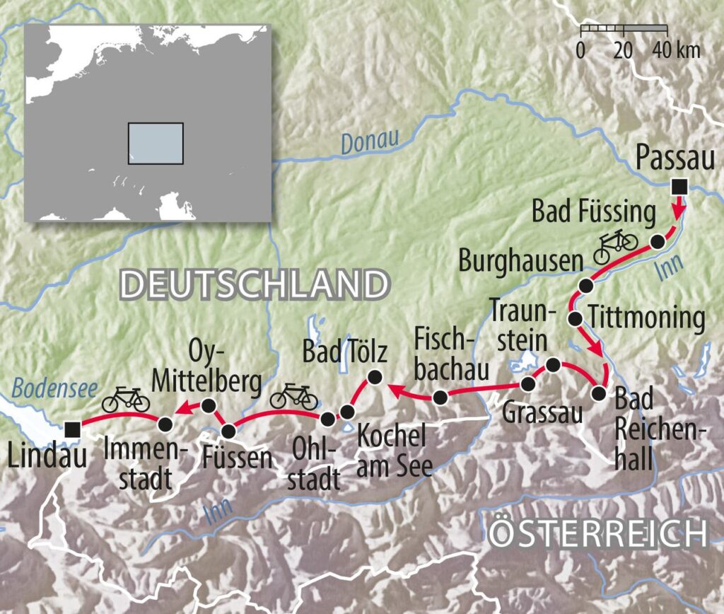 Radreise 🚲rund um Deutschland von Passau nach Lindau Bodensee