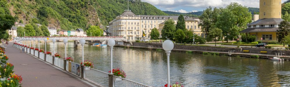 View of the spa town Bad Ems at the river Lahn in Germany